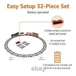 Ensemble de Train Hobby à Vapeur avec Télécommande, Tender, Gondole et Caboose