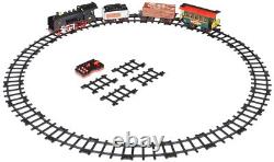 Ensemble de Train Hobby à Vapeur avec Télécommande, Tender, Gondole et Caboose Ensemble de Train Hobby à Vapeur avec Télécommande, Tender, Gondole et Caboose