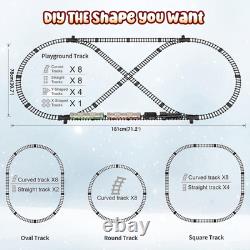 Ensemble de Train, Jouets de Train Télécommandés avec Piste de Luxe et Voiture de Passagers Lumineuse