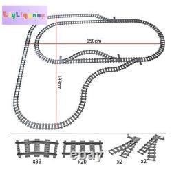 Ensemble de blocs de construction de trains City Rail Flexible Tracks MOC Kit, 61 ensembles de bricolage