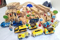 Ensemble de chemin de fer en bois 140+ pièces compatible Brio avec rails et trains (s2)