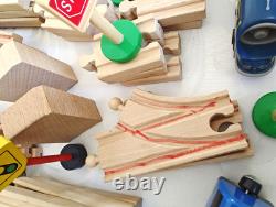 Ensemble de chemin de fer en bois 140+ pièces compatible Brio avec rails et trains (s2)