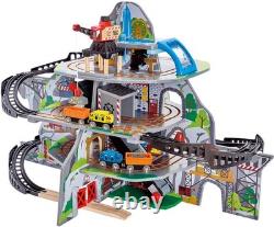 Ensemble de jouets de chemin de fer de montagne multicolore avec grue et rails de train
