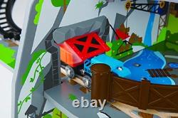 Ensemble de jouets de chemin de fer de montagne multicolore avec grue et rails de train