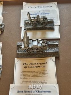 Ensemble de locomotives à vapeur en étain Danbury Mint 8 trains avec voie lot de trains