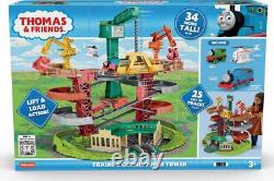 Ensemble de piste de jouets multi-niveaux, super tour de trains et de grues, 2,5 pieds de hauteur