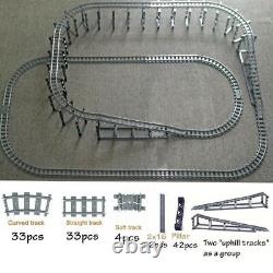 Ensemble de rails de train droits courbés à croisement et commutateurs de blocs de construction pour LEGO