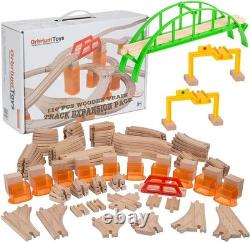 Ensemble de rails de train en bois 110 pièces, supports de rails empilables
