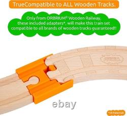 Ensemble de rails de train en bois 110 pièces, supports de rails empilables