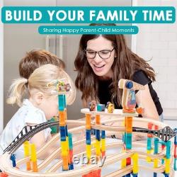 Ensemble de rails de train en bois de 120 pièces, 398 pouces d'extension de rail, chemin de fer pour tout-petits Ensemble de rails de train en bois de 120 pièces, 398 pouces d'extension de rail, chemin de fer pour tout-petits