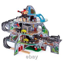 Ensemble de train Hape Railway Mighty Mountain - Jeu multi-niveaux avec grue, convoyeur