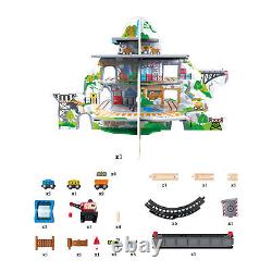 Ensemble de train Hape Railway Mighty Mountain - Jeu multi-niveaux avec grue, convoyeur