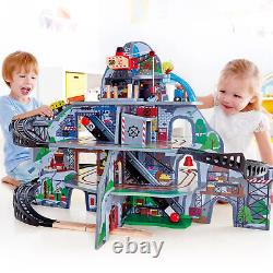 Ensemble de train Hape Railway Mighty Mountain - Jeu multi-niveaux avec grue, convoyeur