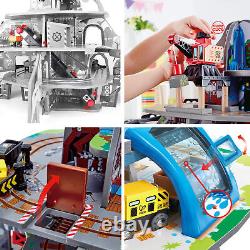 Ensemble de train Hape Railway Mighty Mountain - Jeu multi-niveaux avec grue, convoyeur