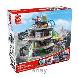 Ensemble de train Hape Railway Mighty Mountain - Jeu multi-niveaux avec grue, convoyeur