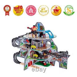 Ensemble de train Hape Railway Mighty Mountain - Jeu multi-niveaux avec grue, convoyeur