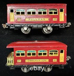 Ensemble de train Lionel 249 à l'échelle O d'avant-guerre, moteur 248 + 4 voitures de voyageurs, rails, boîte