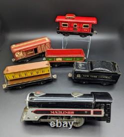 Ensemble de train Vtg. Marx Stream Line #4923 avec locomotive Marlines, rails, boîte d'origine