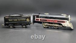 Ensemble de train Vtg. Marx Stream Line #4923 avec locomotive Marlines, rails, boîte d'origine