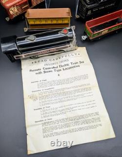 Ensemble de train Vtg. Marx Stream Line #4923 avec locomotive Marlines, rails, boîte d'origine