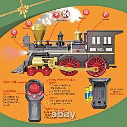 Ensemble de train à vapeur télécommandé 2024 rechargeable par USB avec lumière, son, pistes et puzzles