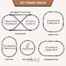 Ensemble de train avec télécommande, circuit de train électrique autour du sapin de Noël avec marchandises