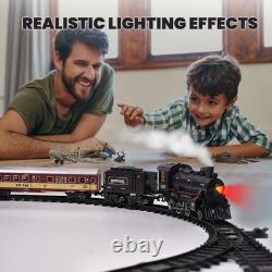 Ensemble de train avec télécommande, circuit de train électrique avec véhicule de chargement, lumière et ainsi de suite.