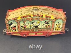 Ensemble de train de cirque original de 1935 Lionel Mickey Mouse Disney avec stoker