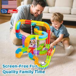 Ensemble de train électrique Klickrail avec circuit de course flexible pour enfants de 4 à 8 ans, 88 pièces voiture Tr