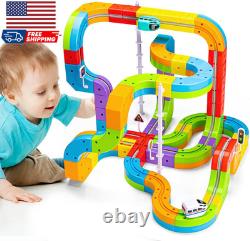 Ensemble de train électrique Klickrail avec circuit de course flexible pour enfants de 4 à 8 ans, 88 pièces voiture Tr