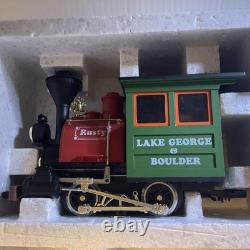Ensemble de train électrique LGB 92770 3 voitures Lake George & Boulder avec voie supplémentaire boîte ouverte