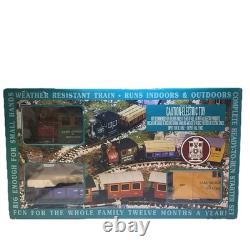 Ensemble de train électrique LGB 92770 3 voitures Lake George & Boulder avec voie supplémentaire boîte ouverte