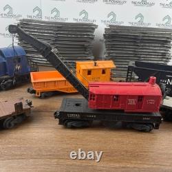Ensemble de train électrique Lionel, lot locomotive bleue, grue rouge Jersey Central avec rails