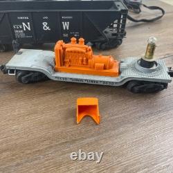 Ensemble de train électrique Lionel, lot locomotive bleue, grue rouge Jersey Central avec rails