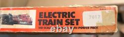 Ensemble de train électrique Tyco Santa Fe échelle HO # 7617 7 voitures + transformateur + 12 rails
