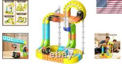 Ensemble de train électrique pour enfants, 105 pièces, kits de construction de pistes 3D DIY avec traîneau