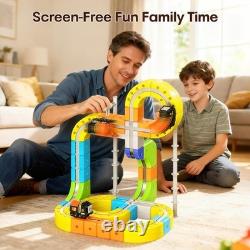 Ensemble de train électrique pour enfants, 105 pièces, kits de construction de pistes 3D DIY avec traîneau