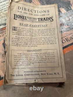 Ensemble de train électrique vintage Lionel et rail des années 1920