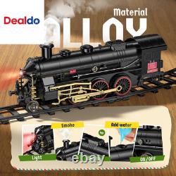 Ensemble de train en alliage avec wagon lumineux, train jouet avec fumée, train lumineux pour garçons