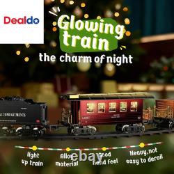 Ensemble de train en alliage avec wagon lumineux, train jouet avec fumée, train lumineux pour garçons