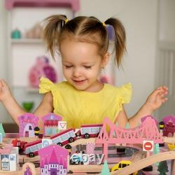 Ensemble de train en bois 75PC avec table de train, ensemble de rails de train en bois, jouet pour enfants Ensemble de train en bois 75PC avec table de train, ensemble de rails de train en bois, jouet pour enfants