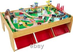 Ensemble de train en bois Kidkraft Waterfall Mountain avec table et 120 pièces, 3 rangements