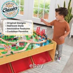 Ensemble de train en bois Kidkraft Waterfall Mountain avec table et 120 pièces, 3 rangements