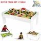 Ensemble De Train En Bois Avec Table 90 Pi&egrave;ces Jouet D'activit&eacute; En Bois Pour Enfants Table De Jeu 3+