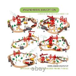 Ensemble de train en bois de 86 pièces avec grue, ensemble de rails de train en bois, kits ferroviaires adaptés à T
