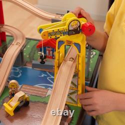 Ensemble de train en bois pour enfants avec table d'activités, accessoires et tiroir de rangement