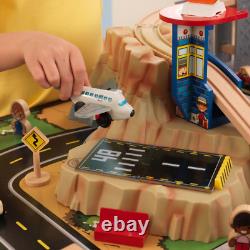 Ensemble de train en bois pour enfants avec table d'activités, accessoires et tiroir de rangement