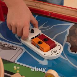 Ensemble de train en bois pour enfants avec table d'activités, accessoires et tiroir de rangement