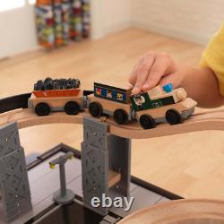 Ensemble de train en bois pour enfants avec table d'activités, accessoires et tiroir de rangement