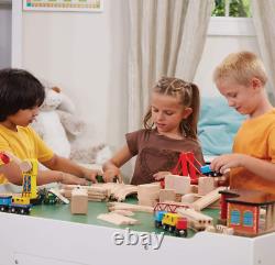 Ensemble de train en bois pour enfants de 130 pièces, idéal pour les enfants de 3 ans et plus